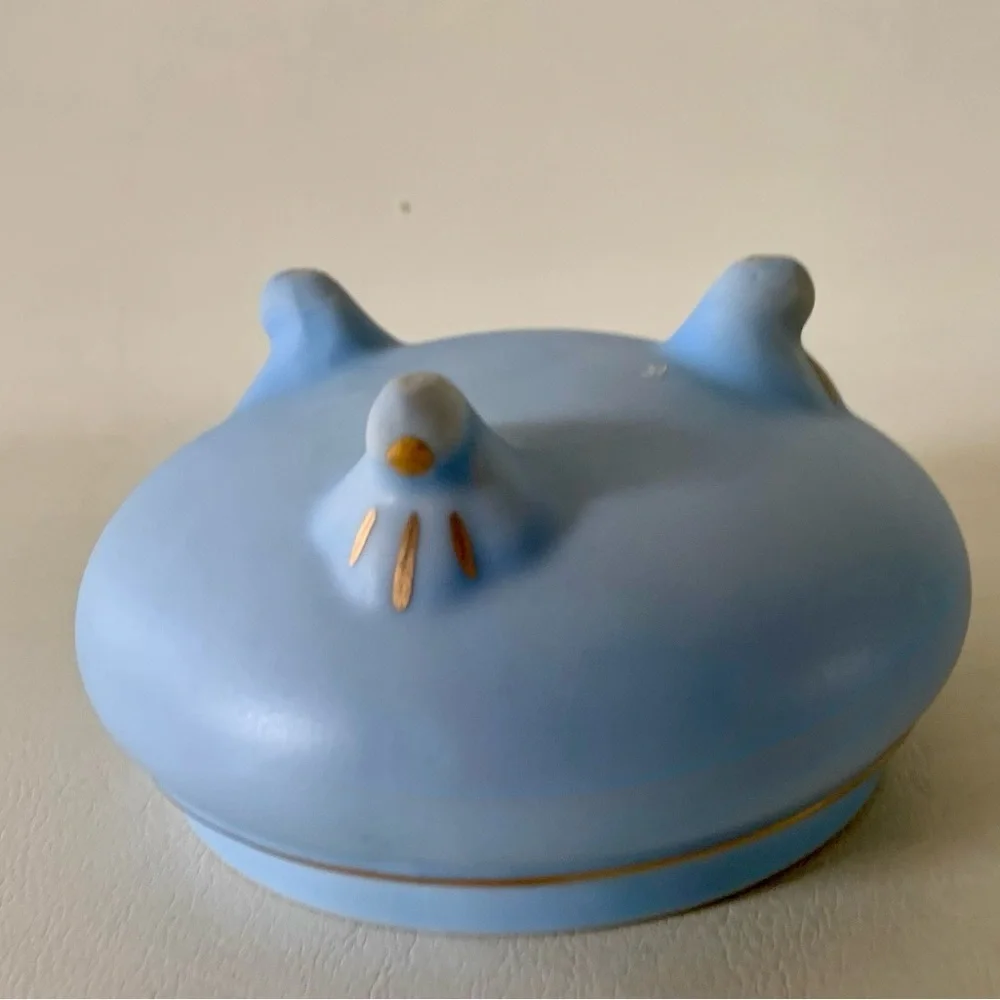Vintage Hand Painted Blue Trinket Box